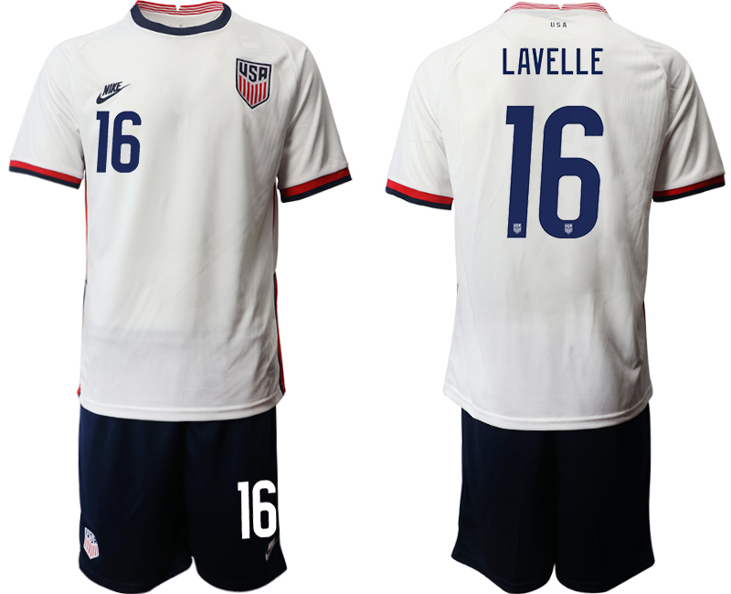 Men 2020-2021 Season National team United States home white #16 Soccer Jersey